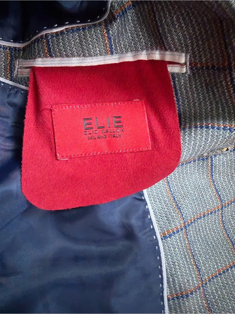Elie Balleh Boys Gray Plaid Blazer – Size 10–12